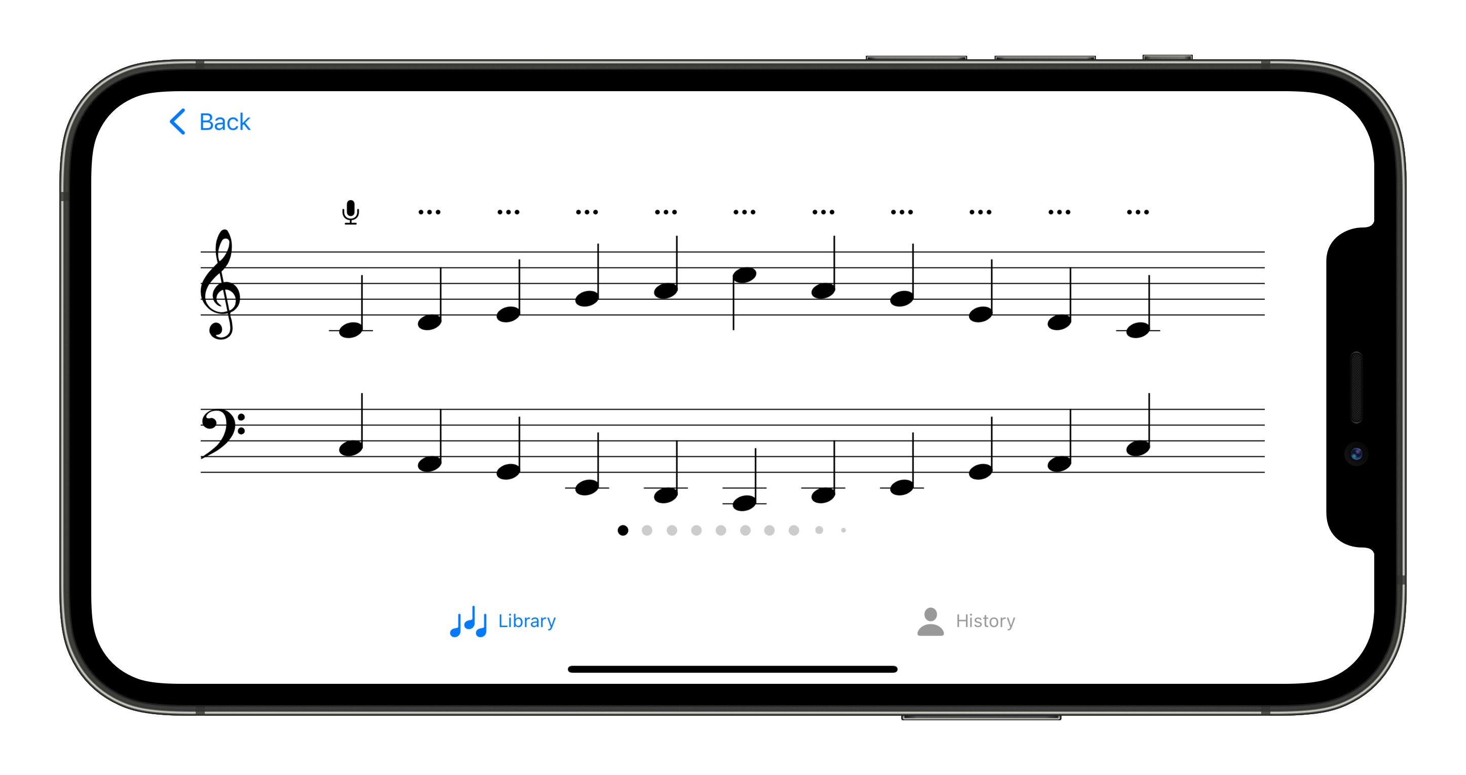 Scalerò piano practice application showing musical exercises